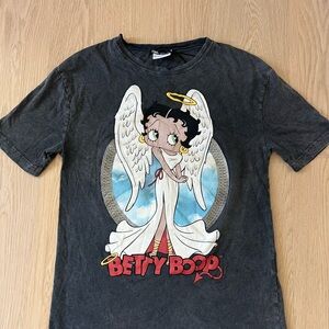 Zara Betty Boop Angel T-Shirt - Charcoal